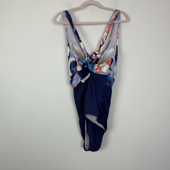 Cupshe Deep Ocean Wrap Front Cutout Tummy Control One Piece Size 3X - Picture 5 of 7